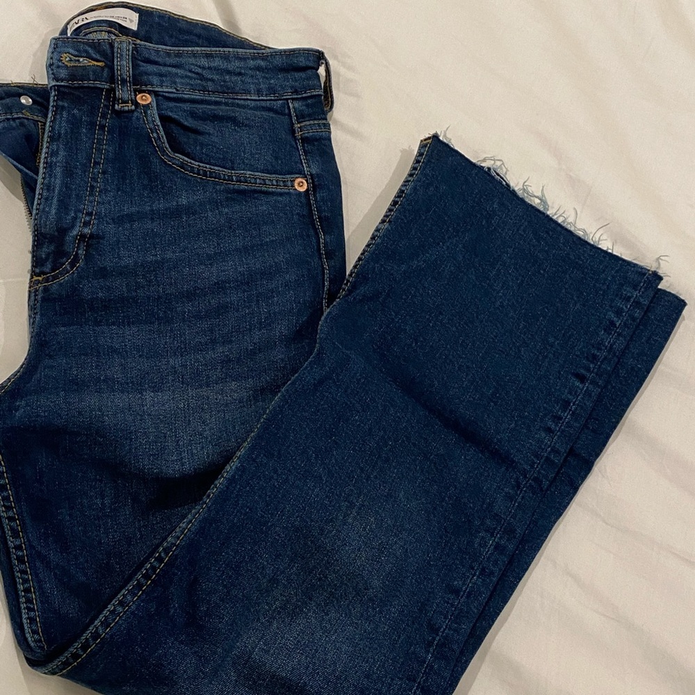 Zara wide leg denim blue jeans